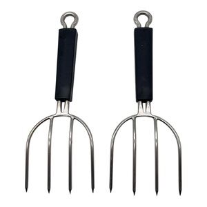 Pampered Chef Meat Forks Lifter Shredded Covers 4 Prong Stainless Steel